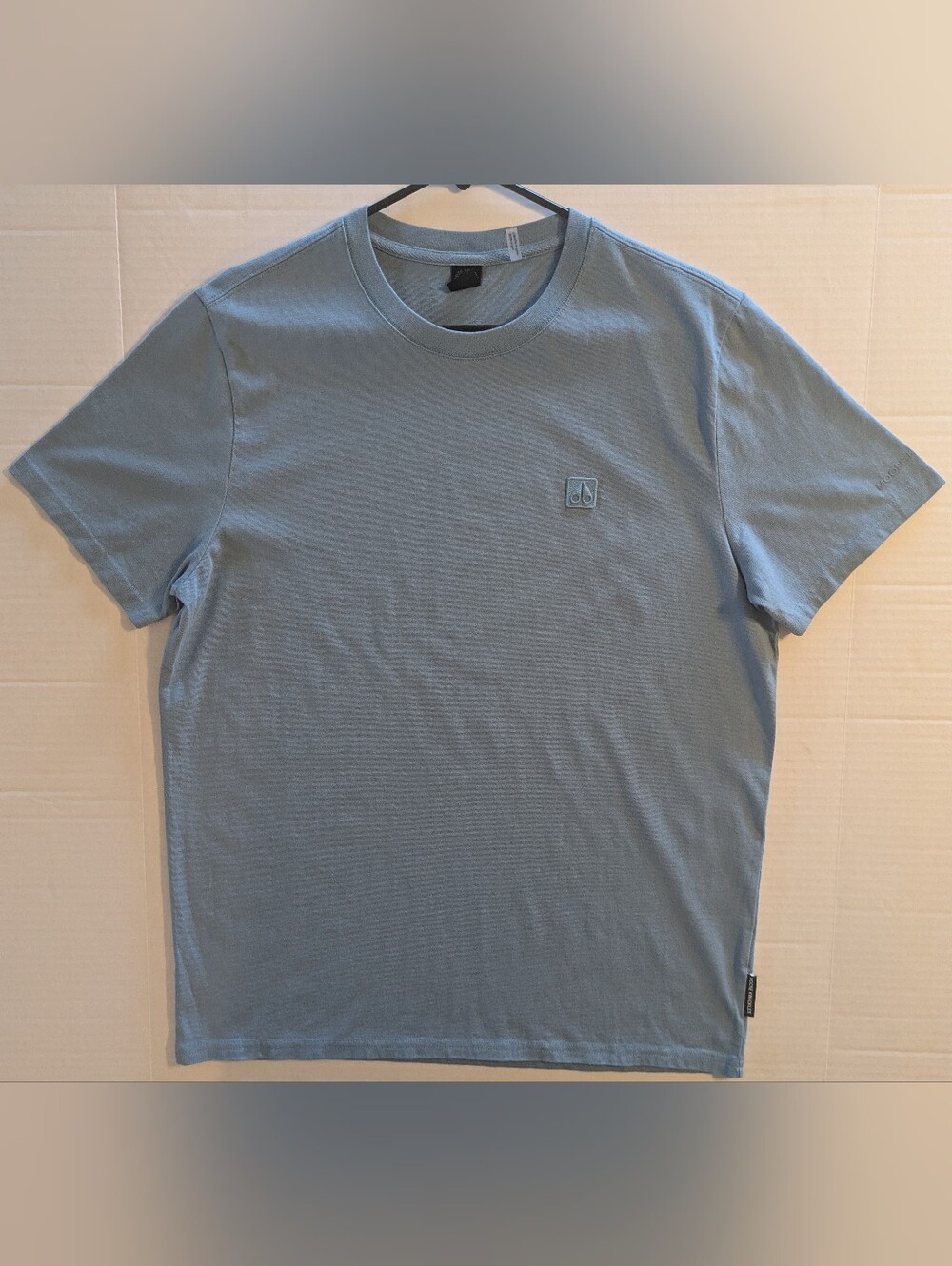 Moose Knuckles Light Blue Crewneck T-Shirt w/ Chest Patch- M (NWOT)